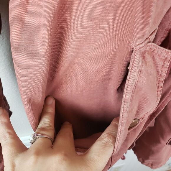 Women's American Eagle Outfitters Pink Winter Overcoat Faux Fur Jacket Medium - Picture 8 of 14